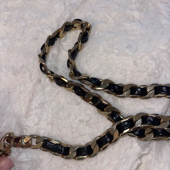 Vintage Womens Waist Belt One Size Leather Gold Chain Casual main image 6